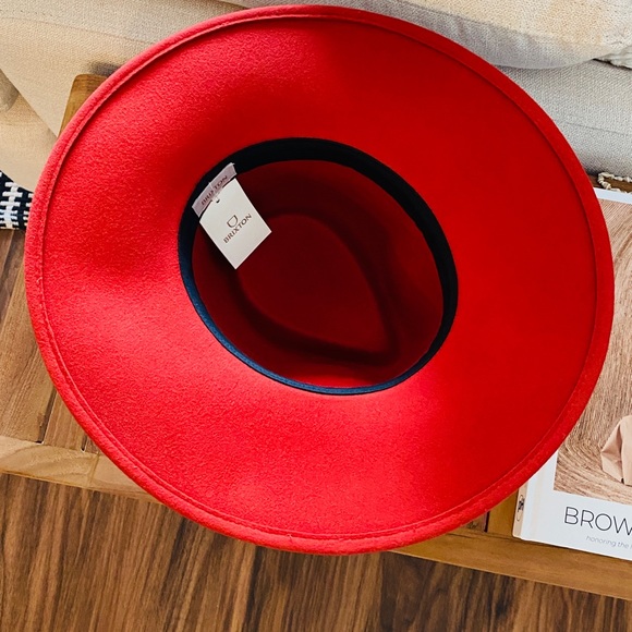 BRIXTON Structured Fedora Red Rancher Hat 100% Wool Can Be UNISEX  Size M - Picture 2 of 12
